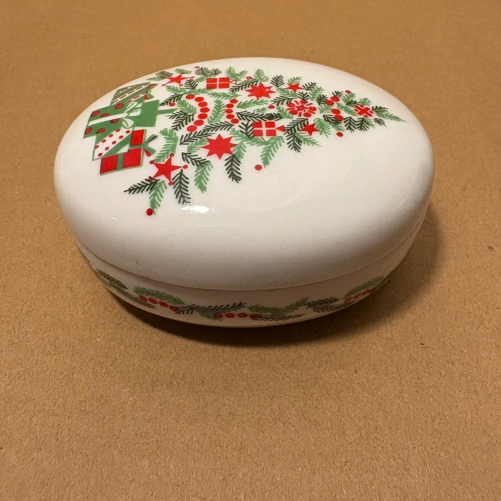 Vintage Tuscany Collection Japan Ceramic Trinket‎ Box Candle w Detached Lid